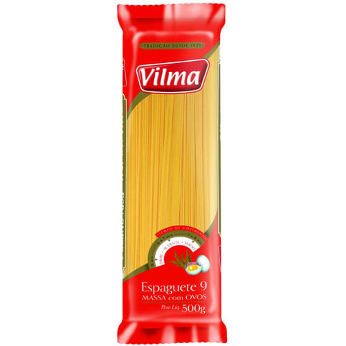 Macarrão Com Ovos Espaguete N°9 Vilma 500g     - 30 Unidades