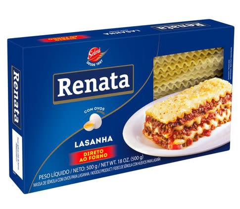 Macarrão para Lasanha Renata Ovos 500G     - 20 Unidades