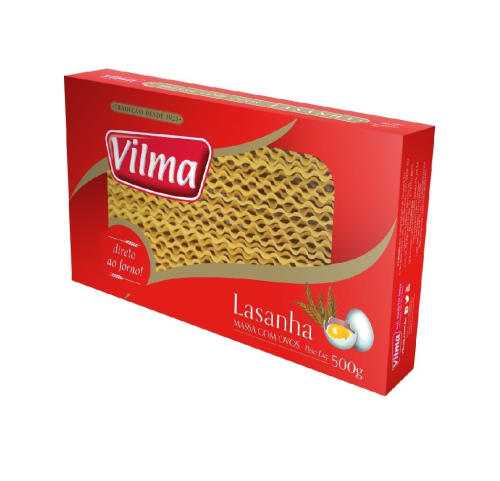 Macarrão Para Lasanha Massa com Ovos Direto ao Forno Vilma 500g    - 20 Unidades