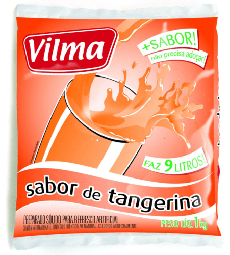 Refresco em Pó Sabor Tangerina Vilma 1kg       - 5 Unidades