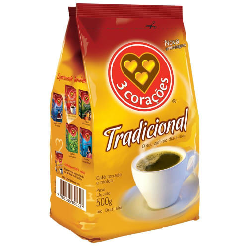 Café Tradicional 3 Corações 500g       - 10 Unidades