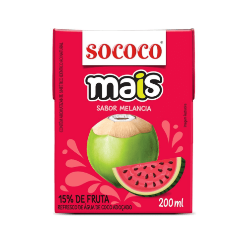 Água de Coco Sococo Melancia 200ml - 24 Unidades
